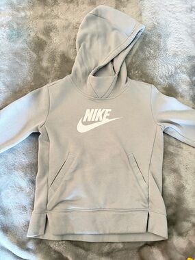 Nike Light Gray Pullover Hoodie with White Swoosh